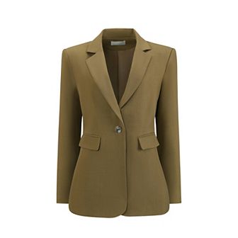 Women's One Button Blazers Trendy Long Sleeve Work Office Suit Jackets