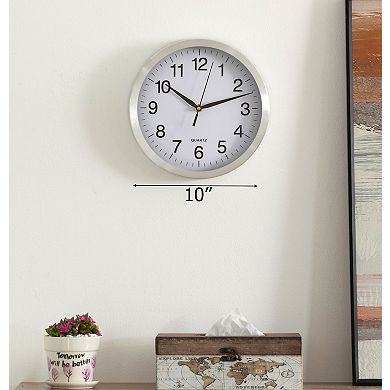Clockswise 10-in Round Quartz Wall Clock Non-Ticking Battery Operated