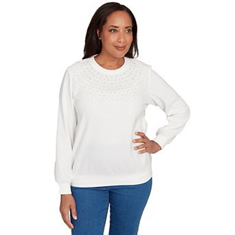 Women's Alfred Dunner Embellished Neckline Anti-Pill Sweater