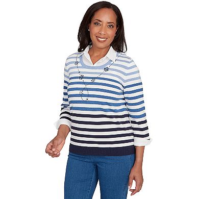 Women's Alfred Dunner Ombre Stripe Two-in-One Sweater