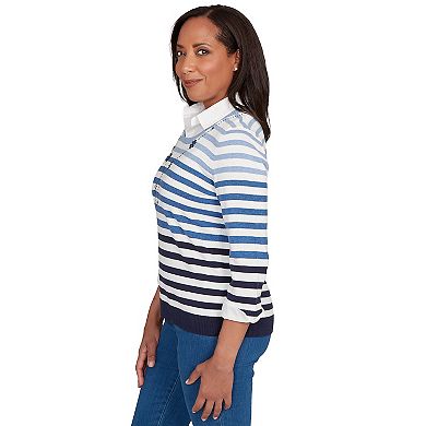 Women's Alfred Dunner Ombre Stripe Two-in-One Sweater