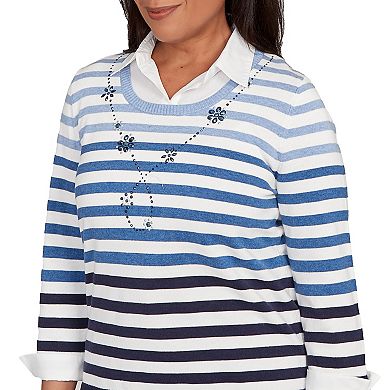 Women's Alfred Dunner Ombre Stripe Two-in-One Sweater
