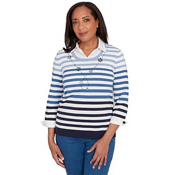 Women's Alfred Dunner Ombre Stripe Two-in-One Sweater