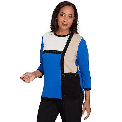Women's Alfred Dunner Colorblock Long Sleeve Sweater