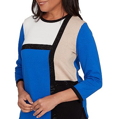 Women's Alfred Dunner Colorblock Long Sleeve Sweater