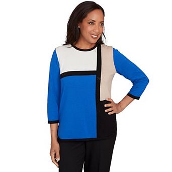 Women's Alfred Dunner Colorblock Long Sleeve Sweater