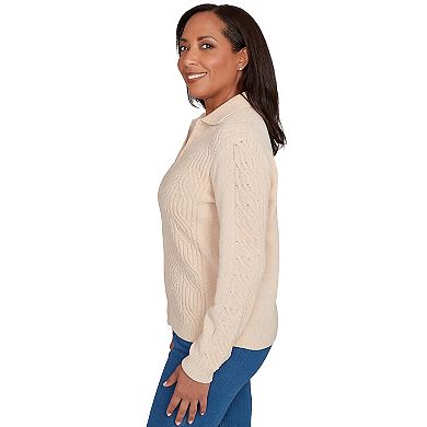 Women's Alfred Dunner Zip-Front Chenille Collared Sweater