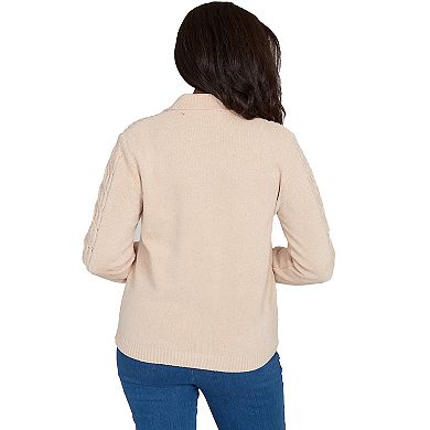 Women's Alfred Dunner Zip-Front Chenille Collared Sweater