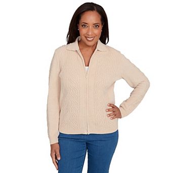 Women's Alfred Dunner Zip-Front Chenille Collared Sweater