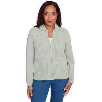 Women's Alfred Dunner Zip-Front Chenille Collared Sweater