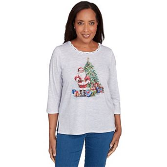 Women's Alfred Dunner Santa & Tree Print Graphic Top