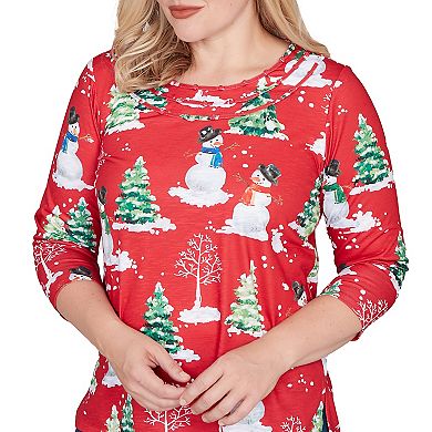 Women's Alfred Dunner Snowmen Printed Graphic Crewneck Top