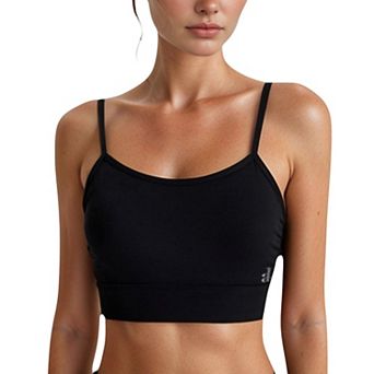 Women's Longline Sports Bra with Spaghetti Straps and Scoop Neck for Light Support Yoga and Lounge