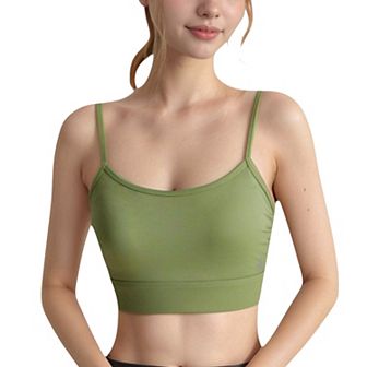 Women's Longline Sports Bra with Spaghetti Straps and Scoop Neck for Light Support Yoga and Lounge