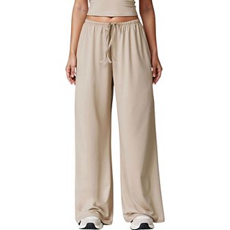 Women's Wide Leg Lounge Pants with Drawstring Waist and Relaxed Fit for All-Day Comfort