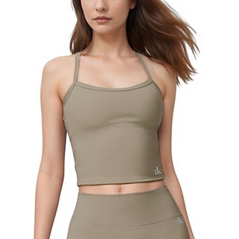 Women's Square Neck Cami Sports Tank Top with Double Shoulder Straps and Stretch Fitted Design