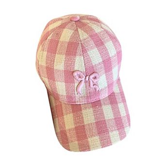 Women's Embroidered Bow Baseball Cap with Contrast Stitching and Curved Brim