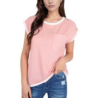 Women's Sleeveless Striped Knit Top with Contrast Trim and Chest Pocket Detail