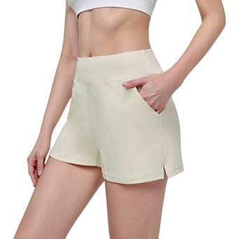 Women's High Waist Performance Shorts with Wide Waistband and Side Pockets for Active Comfort