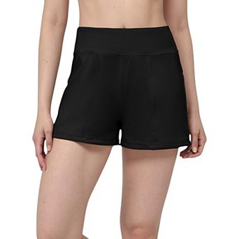 Women's High Waist Performance Shorts with Wide Waistband and Side Pockets for Active Comfort