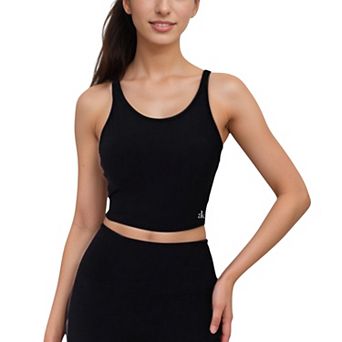 Women's Scoop Neck Cropped Activewear Tank Top with Wide Straps and Clean Hem Detail