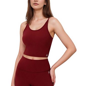 Women's Scoop Neck Cropped Activewear Tank Top with Wide Straps and Clean Hem Detail