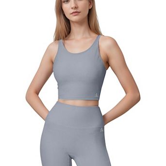 Women's Scoop Neck Cropped Activewear Tank Top with Wide Straps and Clean Hem Detail