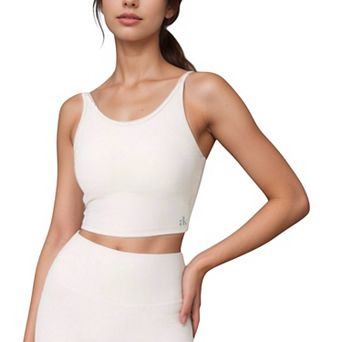 Women's Scoop Neck Cropped Activewear Tank Top with Wide Straps and Clean Hem Detail