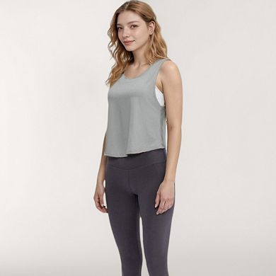 Women's Sleeveless Scoop Neck Cropped Tank Top for Workout and Casual Layering