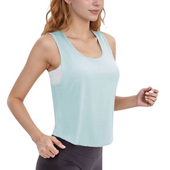 Women's Sleeveless Scoop Neck Cropped Tank Top for Workout and Casual Layering
