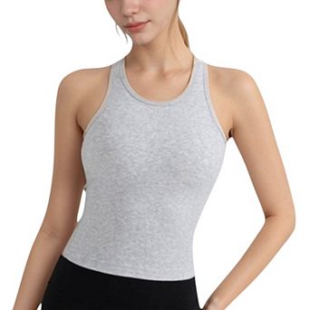 Women's Ribbed Black High Neck Crop Tank Top for Active and Casual Wear