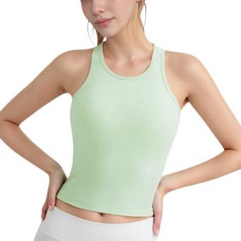 Women's Ribbed Black High Neck Crop Tank Top for Active and Casual Wear