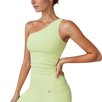 Women's One Shoulder Cropped Active Tank Top with Asymmetrical Neckline