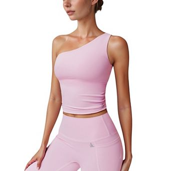 Women's One Shoulder Cropped Active Tank Top with Asymmetrical Neckline