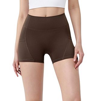 Women's High Waist Workout Shorts with Side Pockets and Seam-Contoured Fit for Flexible Movement