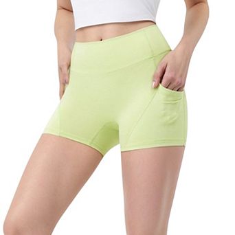 Women's High Waist Workout Shorts with Side Pockets and Seam-Contoured Fit for Flexible Movement