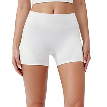 Women's High Waist Workout Shorts with Side Pockets and Seam-Contoured Fit for Flexible Movement