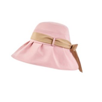 Women's Wide Brim Floppy Sun Hat with Contrast Bow Band and Structured Crown