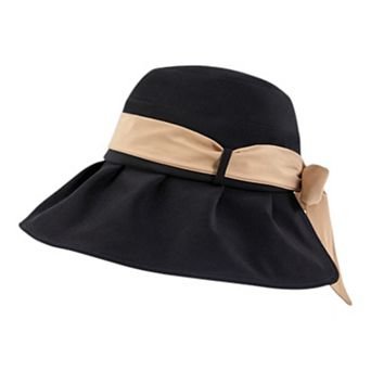 Women's Wide Brim Floppy Sun Hat with Contrast Bow Band and Structured Crown