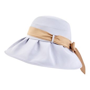 Women's Wide Brim Floppy Sun Hat with Contrast Bow Band and Structured Crown