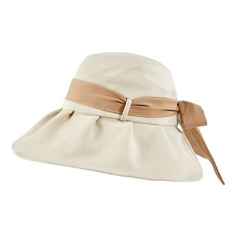 Women's Wide Brim Floppy Sun Hat with Contrast Bow Band and Structured Crown
