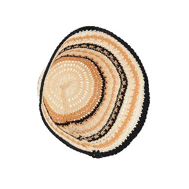 Women's Multicolor Striped Crochet Bucket Hat Lightweight Summer Accessory