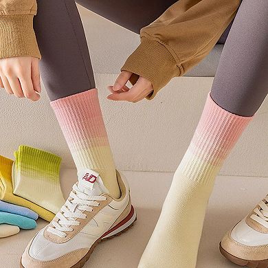 Women's Gradient Crew Socks 3-Pack Soft Stretch Knit Comfortable Stylish Everyday Wear