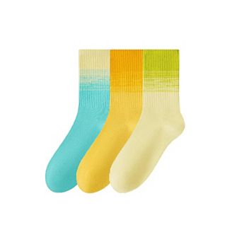 Women's Gradient Crew Socks 3-Pack Soft Stretch Knit Comfortable Stylish Everyday Wear