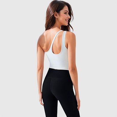 Women's One Shoulder Cutout Athletic Crop Top