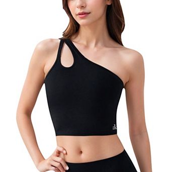 Women's One Shoulder Cutout Athletic Crop Top