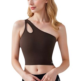 Women's One Shoulder Cutout Athletic Crop Top