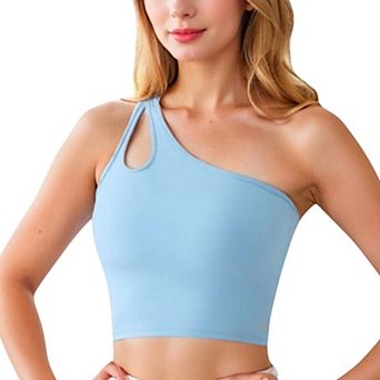 Women's One Shoulder Cutout Athletic Crop Top