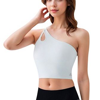 Women's One Shoulder Cutout Athletic Crop Top