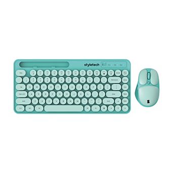 Styletech MK520 Wireless Pastel Keyboard and Mouse Bundle - Mint - US Layout